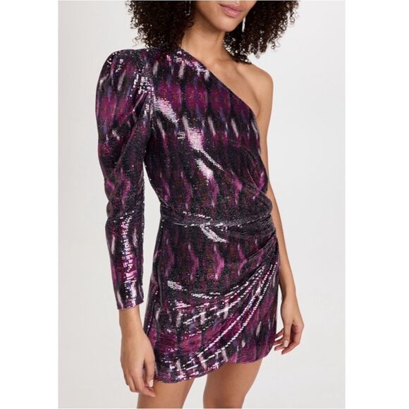 MISA Revolve Nova One-Shoulder Sequin Mini Dress, Purple, NWT, Size M - Picture 15 of 16